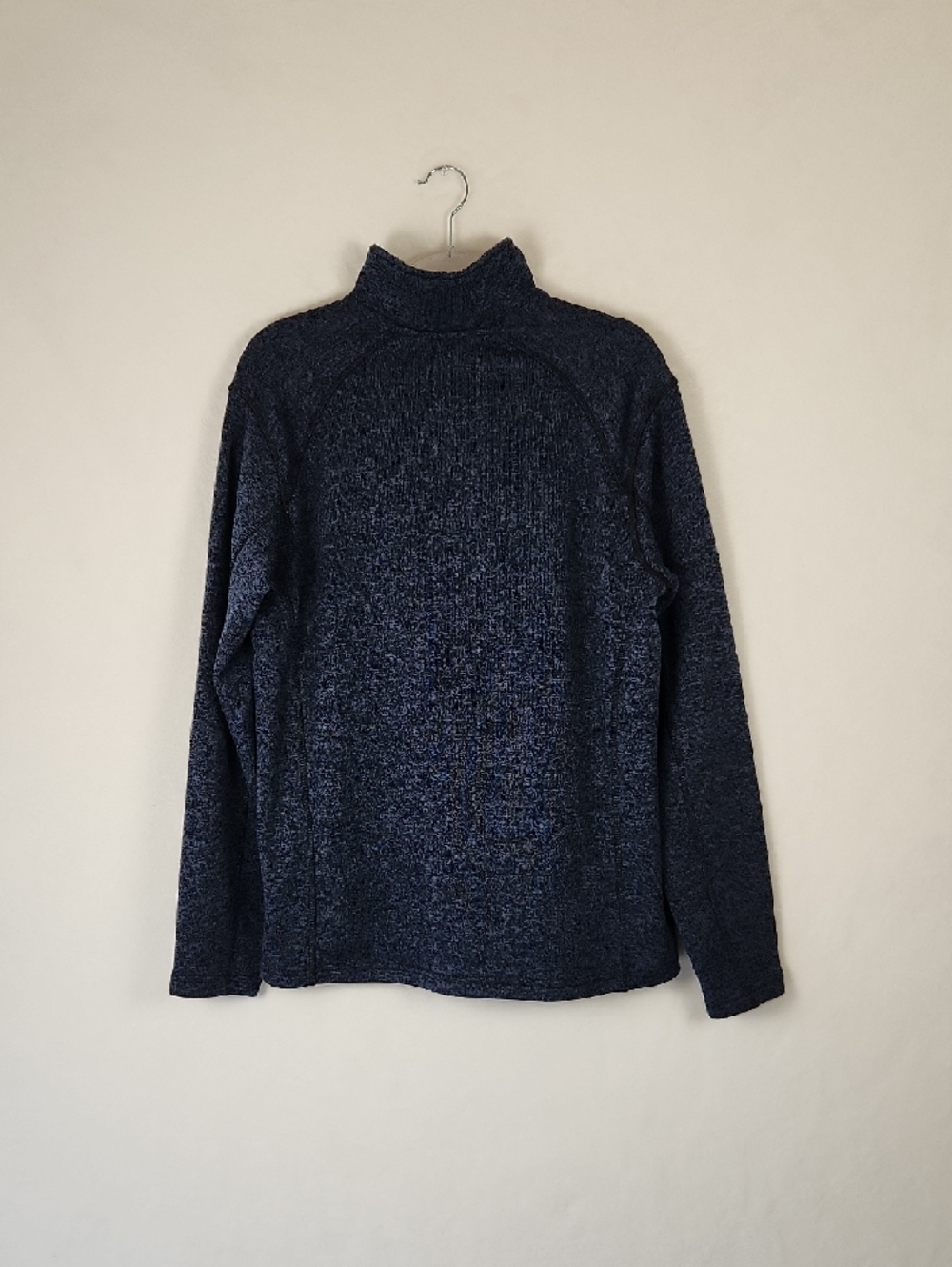 Eddie Bauer Men's L Quarter Zip Pullover Heather Navy Blue with Gray Collar - Picture 9 of 16